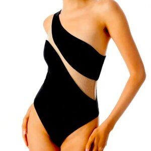 ALICE + OLIVIA Mercedes Black Mesh Bodysuit Size XS